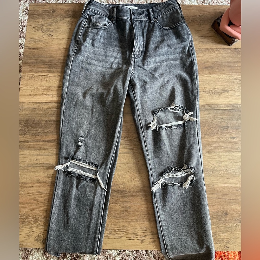 PacSun Faded Black Ripped Mom Jeans